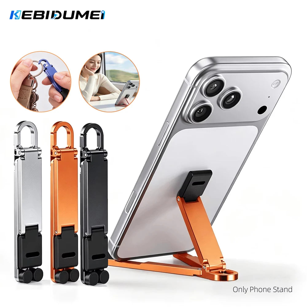 KEBIDUMEI Mini Foldable Keychain Phone Stand Multi-Angle Adjustable Lightweight Hands-Free Cell Phone Holder for Travel Desk