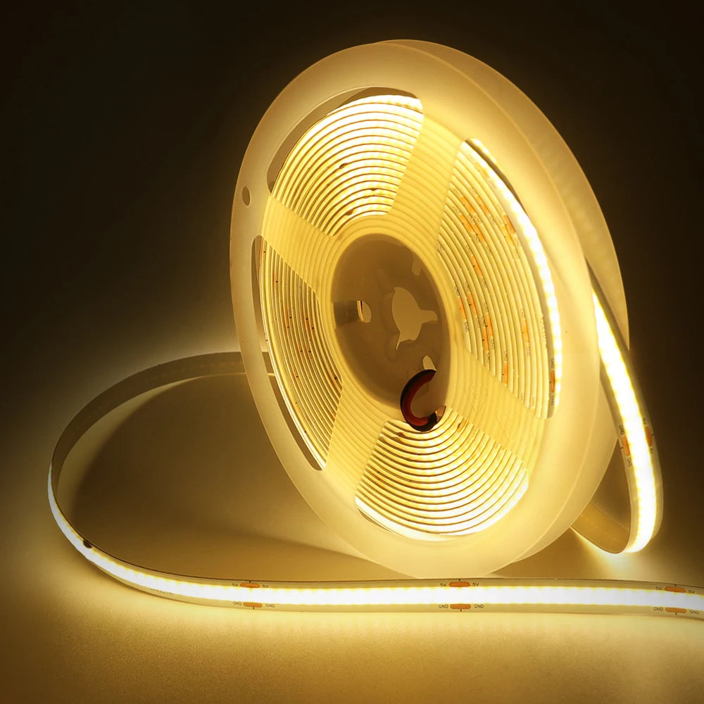 New USB COB Strip Light 5V 320Leds/m Blue/White/Red/Green Flexible Adhesive Tape Night Lighting TV Backlights Home Decor 3M 5M