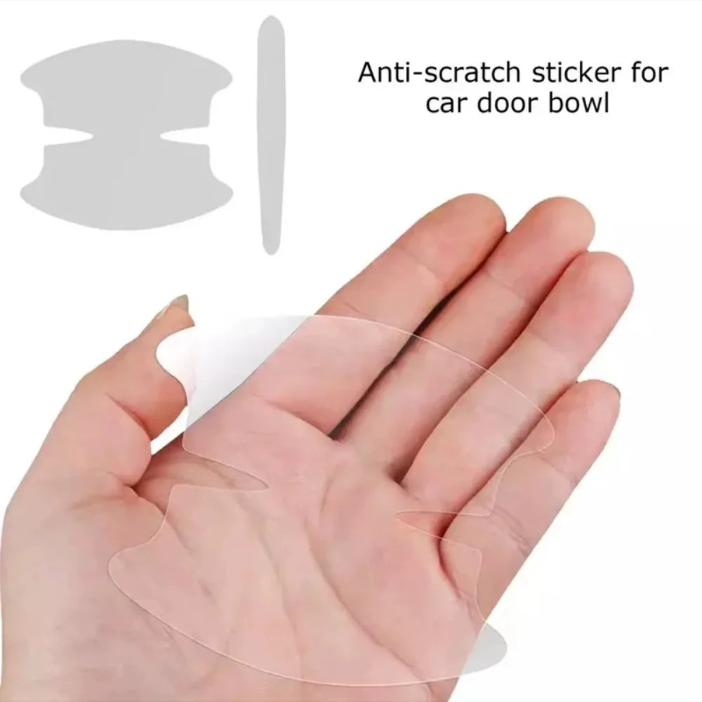 8PCS Universal Car Door Handle Bowl Scratch Protective Stickers Transparent Car Handle Anti-collision Protection Strip