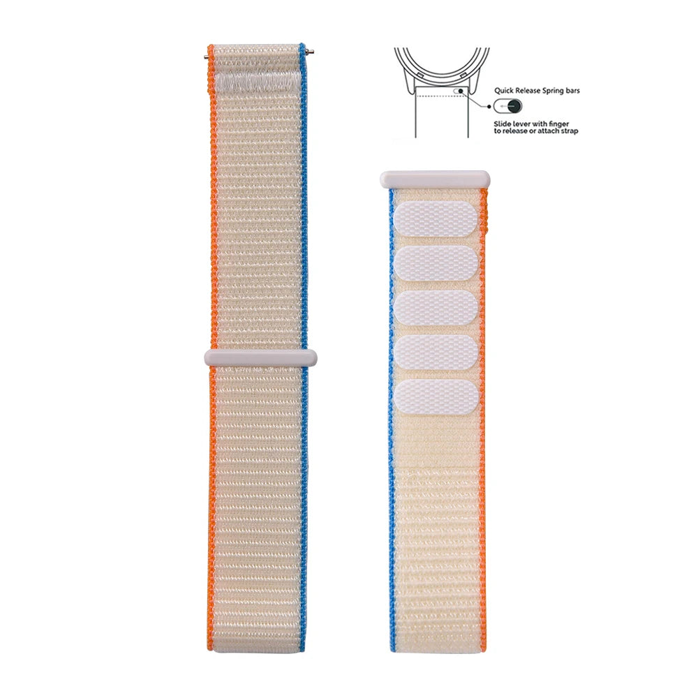 2026 Colorful Elastic Hook Loop Nylon Watch Strap Lightweight Adjustable Breathable Replacement Band 20mm/22mm