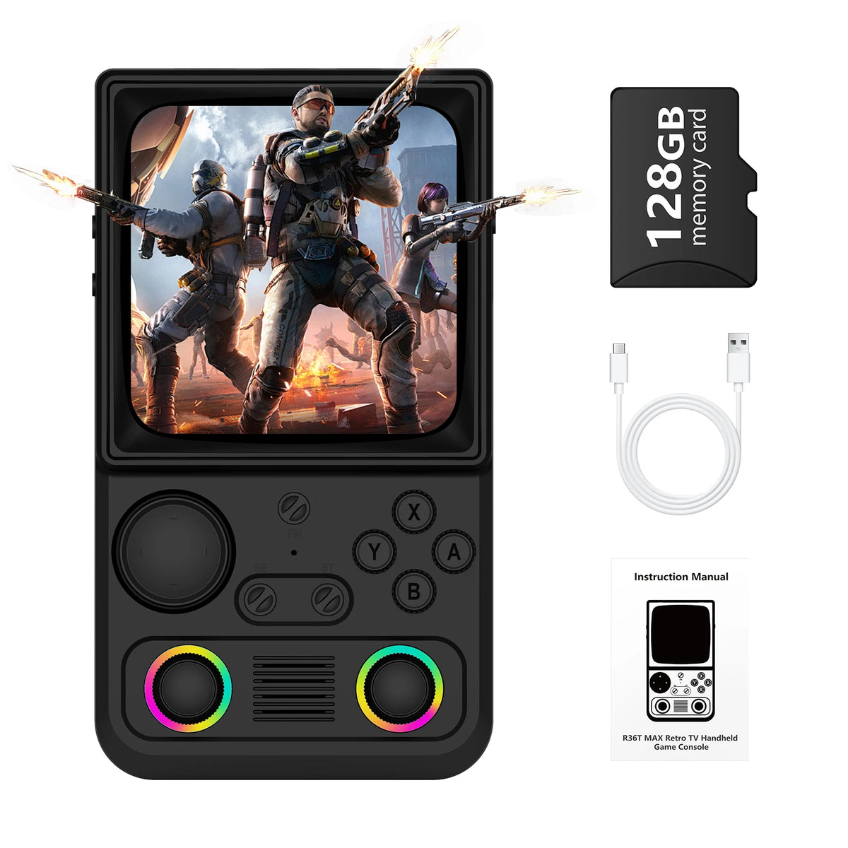 R40 Retro Handheld Game Console 4.0 Inch IPS Screen 720*720 EmuELEC System Built-in 22000+ Games Portable Video Game Player