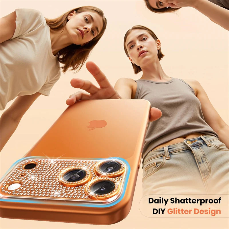 Luxury Bling Diamond Metal Camera Lens Protector for IPhone 17 Air 16 15 14 13 Pro Max Plus Ziai 16Pro 17Pro Glass Full Cover