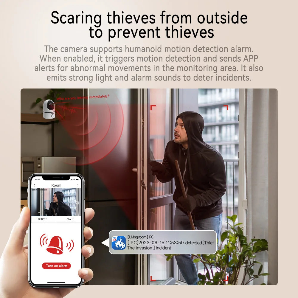 4MP HD 5G WiFi PTZ Camera Auto Tracking Cry Detector Home Indoor Security CCTV Surveillance Cameras Baby Monitor