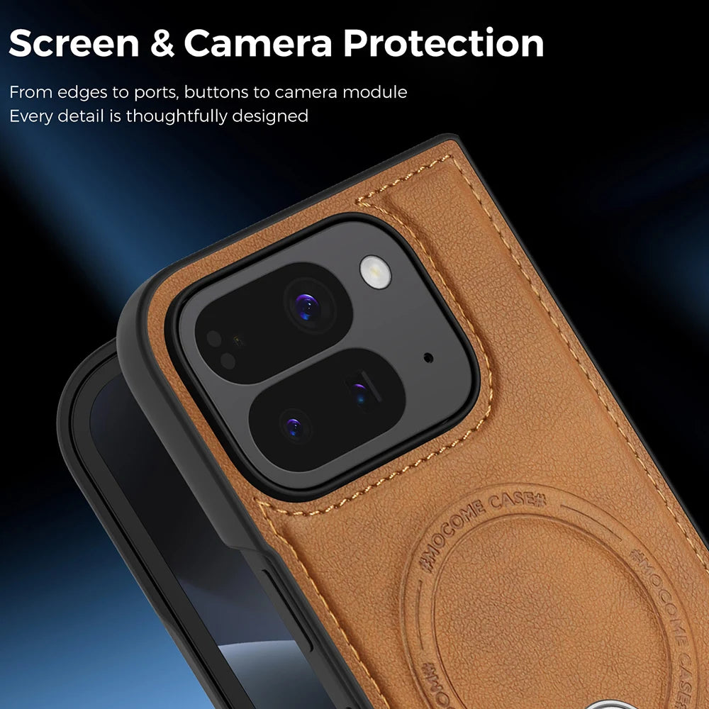 Magnets Magnetic For Magsafe PU Leather Case For Google Pixel 10 Pro Fold Wireless Charging Shell