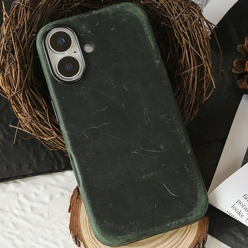 Magnetic Wireless Charging Crazy Horse Leather Case for iPhone 16 Pro Max 17 15 Pro 14 All-inclusive Protection Matte Phone Case
