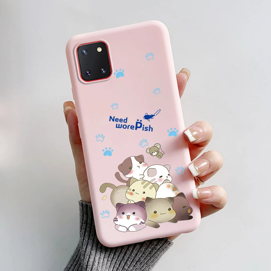 For Samsung Galaxy Note10 Lite Case SM-N770F 6.7'' Cute Bear Cartoon Cat Cover Soft TPU Phone Case For Samsung Note 10 Lite Bags