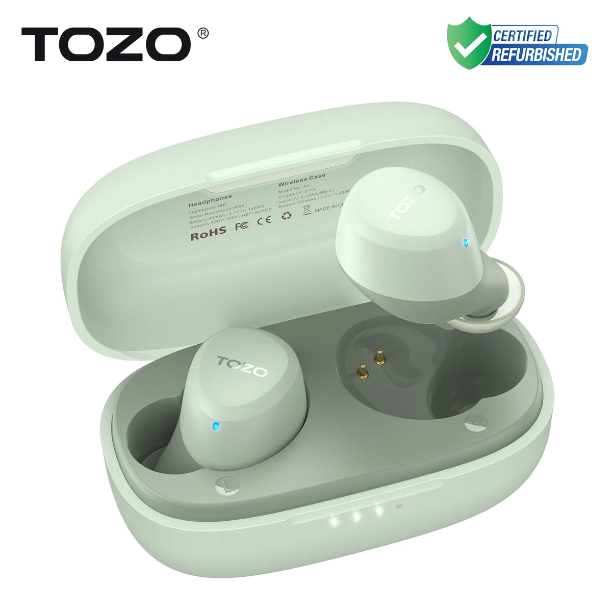 Refurbished TOZO TWS Earbuds in-Ear Wireless Bluetooth Headsets with With Mic Touch Control Sport Waterproof for Iphone Android