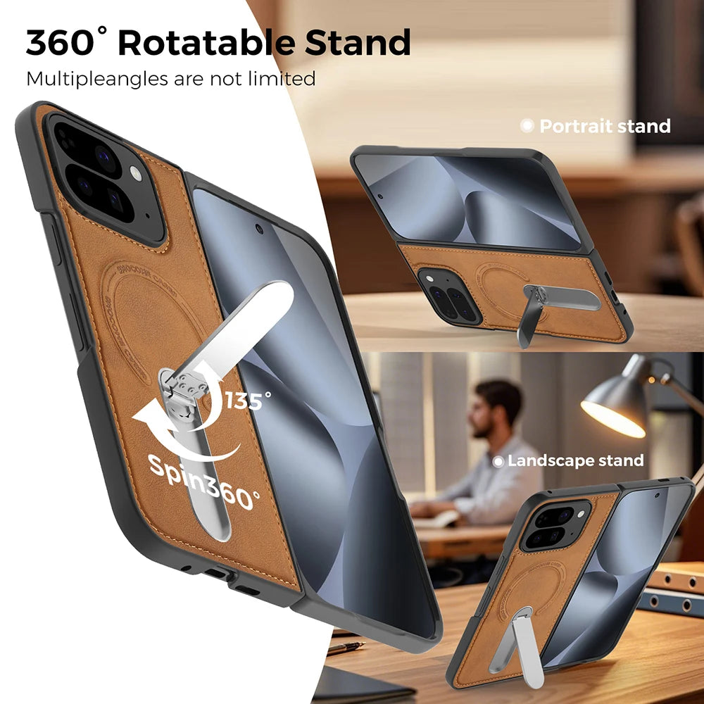 Magnets Magnetic For Magsafe PU Leather Case For Google Pixel 10 Pro Fold Wireless Charging Shell
