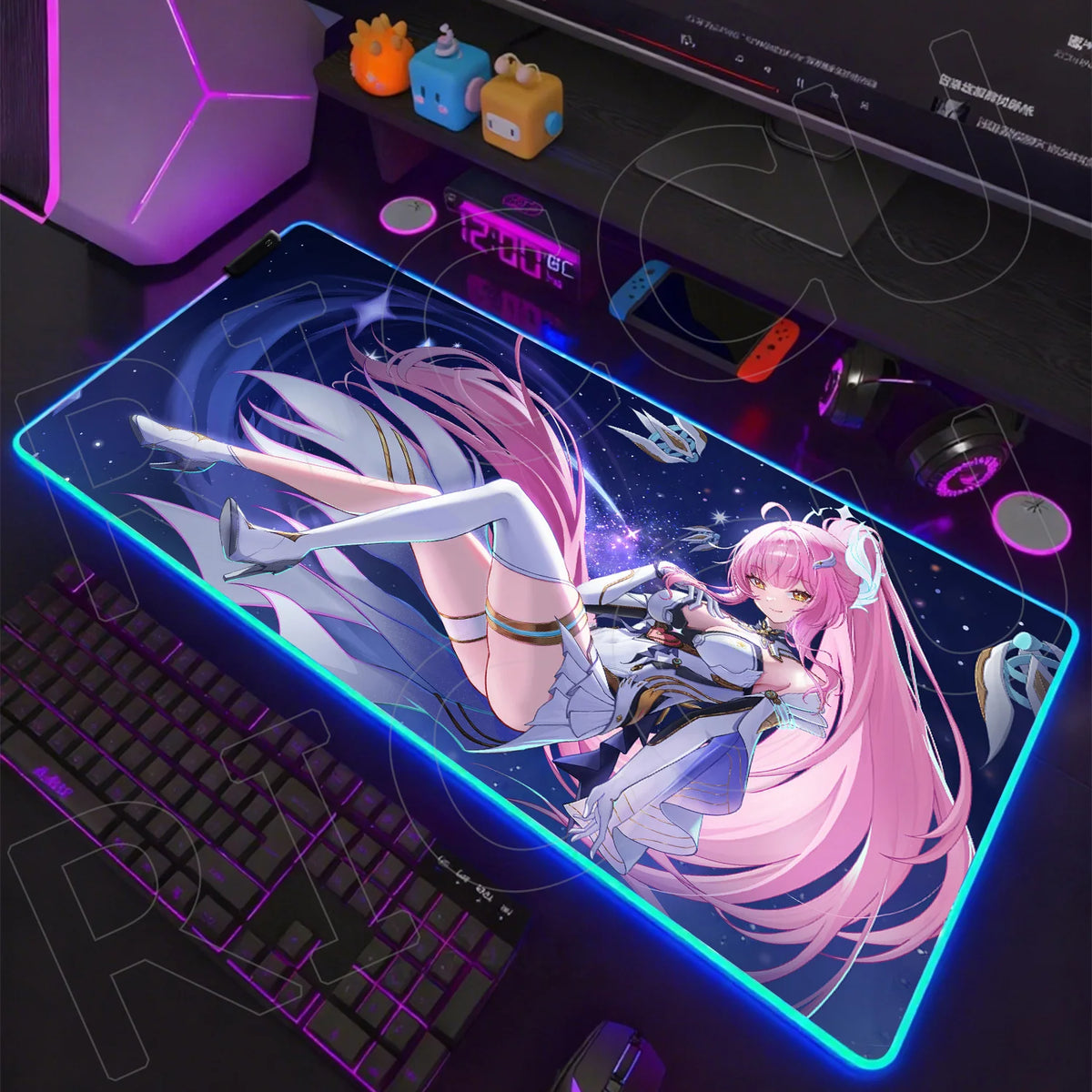 RGB HD XXL Mousepad Game Wuthering Waves Aemeath Mouse Pad Rug Desk Mat Computer Gaming PC Accessories Rubber Keyboard LED Mats