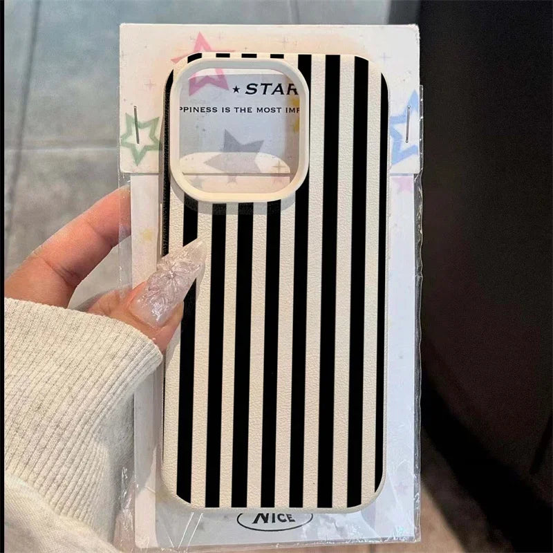 Colorful Striped Minimalist INS Couple Phone Case For iPhone 16 Pro Max XS X XR 11 13 12 14 15 Plus 16E Shockproof Bumper Cover