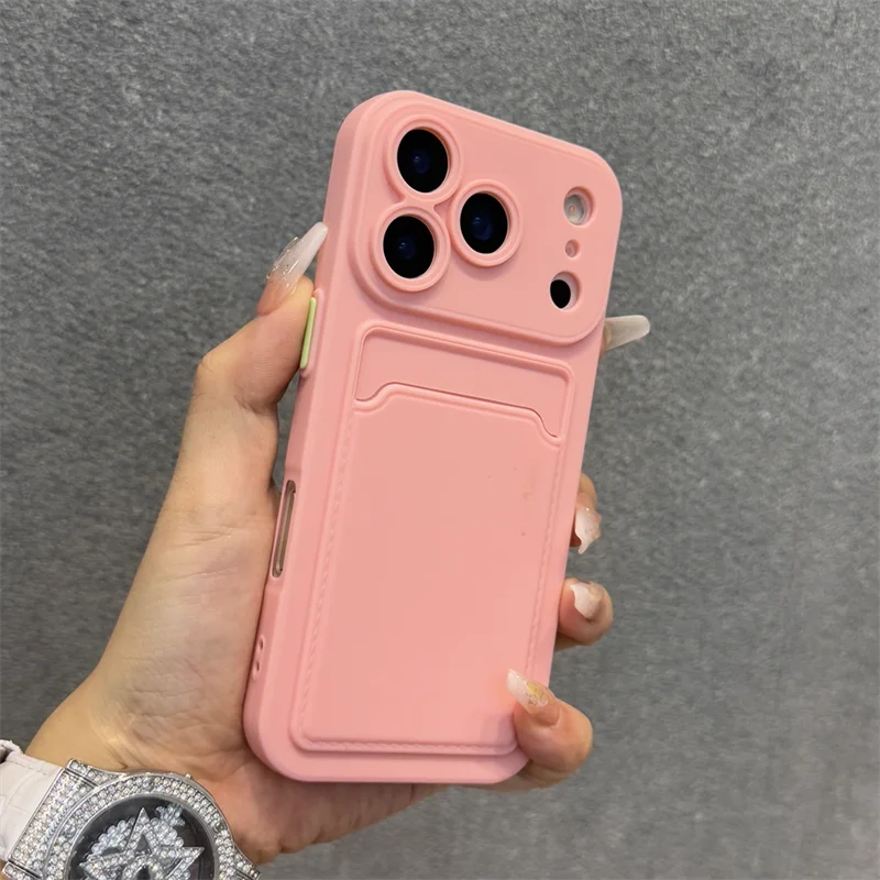 Luxury Soft Silicone Wallet Case For iPhone 17 16 15 14 Plus 13 12 Pro Max XR XS Shockproof Card Holder Slot Cover