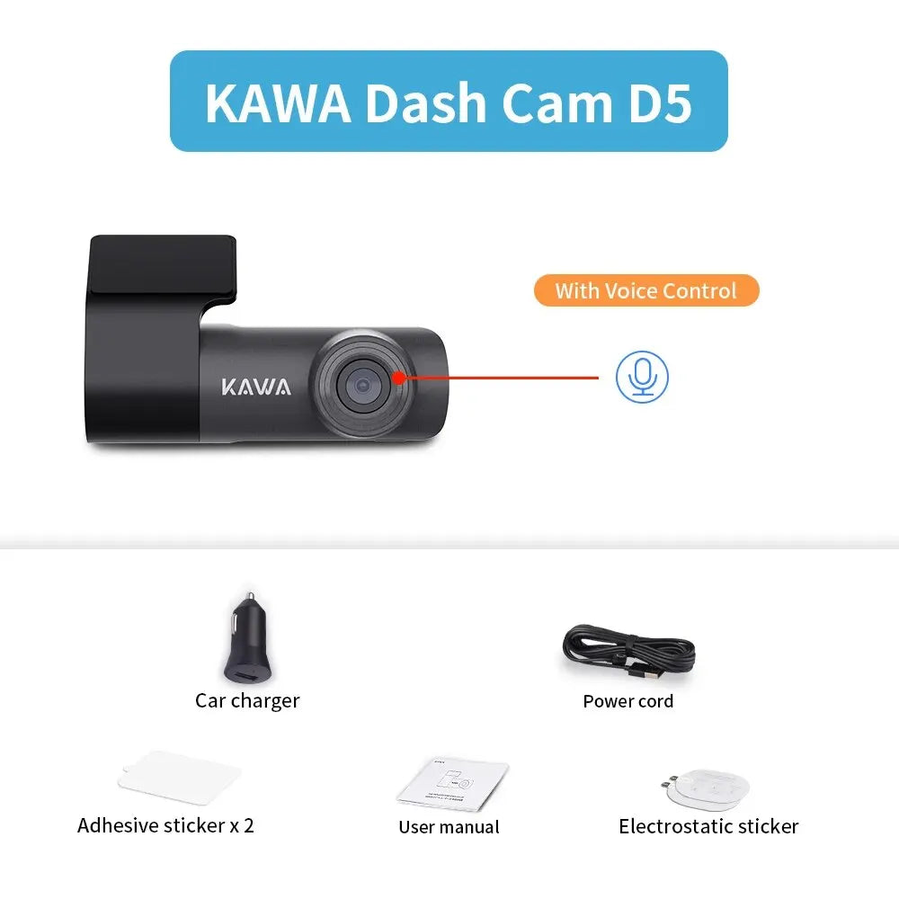 2K Dash Camera For Car DVR Dash Cam In The Car KAWA D5 Video Recorder Emergency Voice Control WiFi APP Monitor WDR Dashcam