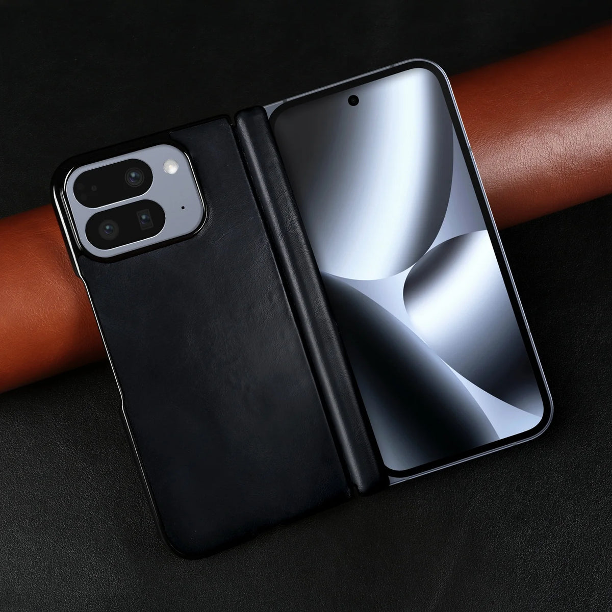 For Google Pixel 10 Pro Fold Case Pixel 9 Pro Fold Retro Full Grain Oil Wax Pattern Cowhide Genuine Leather Phone Cover Fundas