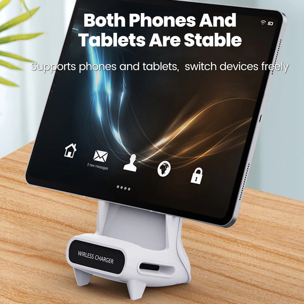 15W Portable Mini Chair Wireless Charger Stand Desktop Super Fast Charging With Speaker Function Universal Mobile Phone Stand