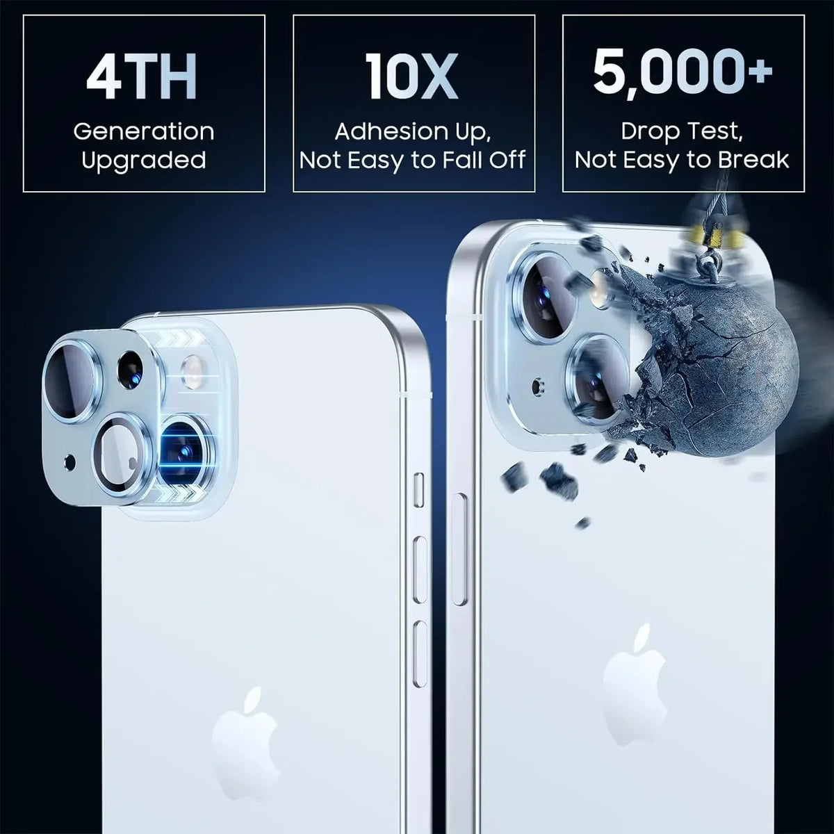 Blue Camera Lens Protection Cover For IPhone 16 15 Pro Max 16 Plus 13 12 Mini 14 13 Pro Max Tempered Glass Protector Accessories