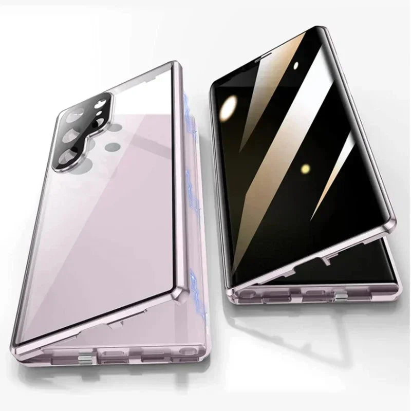 360 ° Protection Anti Peeping Metal Magnetic Case For Samsung Galaxy S26 S25 S24 S23 S22 Ultra Plus Double-Sided Glass Snap Lock