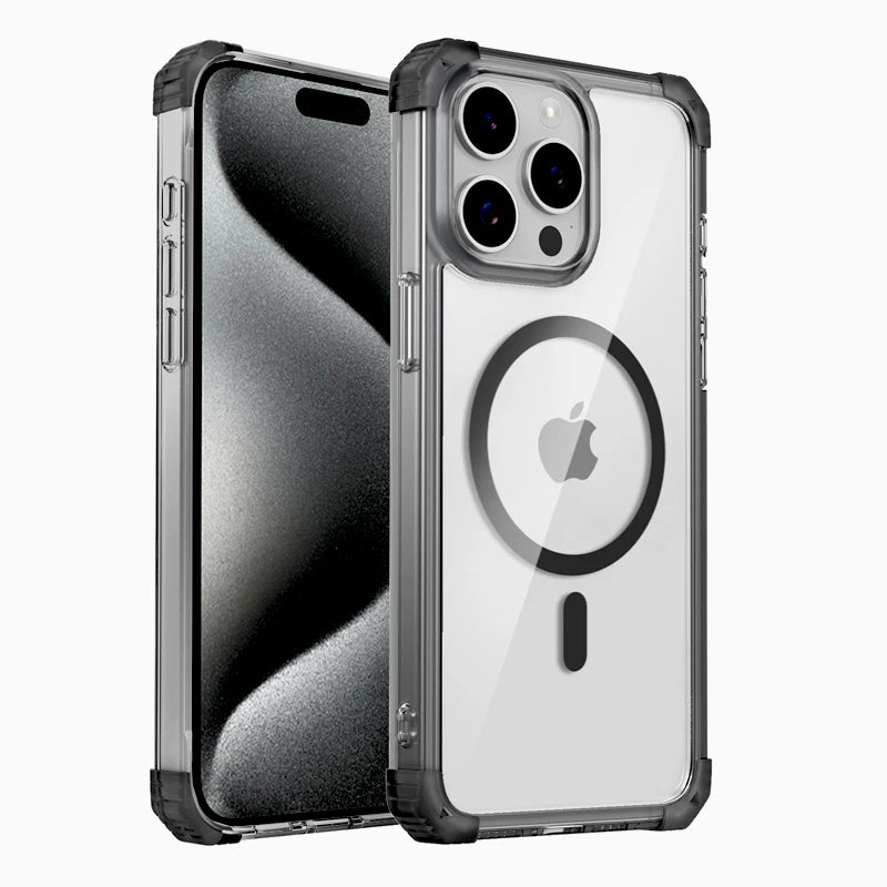Shockproof Armor Transparent Case For iPhone 17 16 15 14 13 12 Pro Max Plus 15Pro IPhone15 for Magsafe Mag Safe Charge Cover