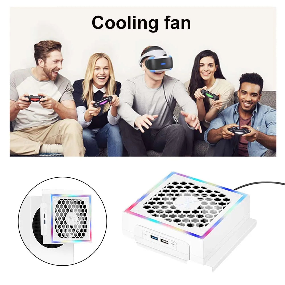 Cooling Fan Cooler For Xbox Series S Console with 2 USB Ports RGB Light 7 Lighting Modes Gaming Accessories for Xbox Series S