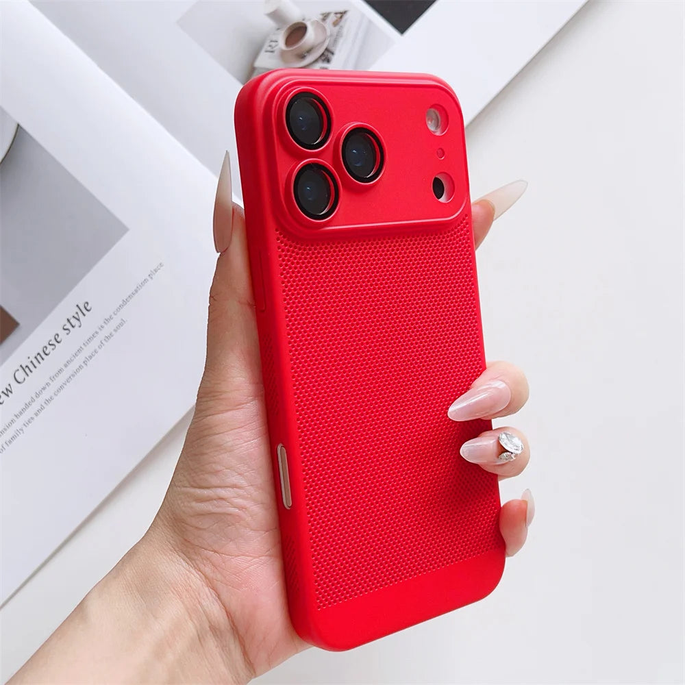 Cooling Phone Case with Full Camera Lens Protection For iPhone 17 Air 16e 16 15 14 Pro Max Plus Shockproof PC Back Cover