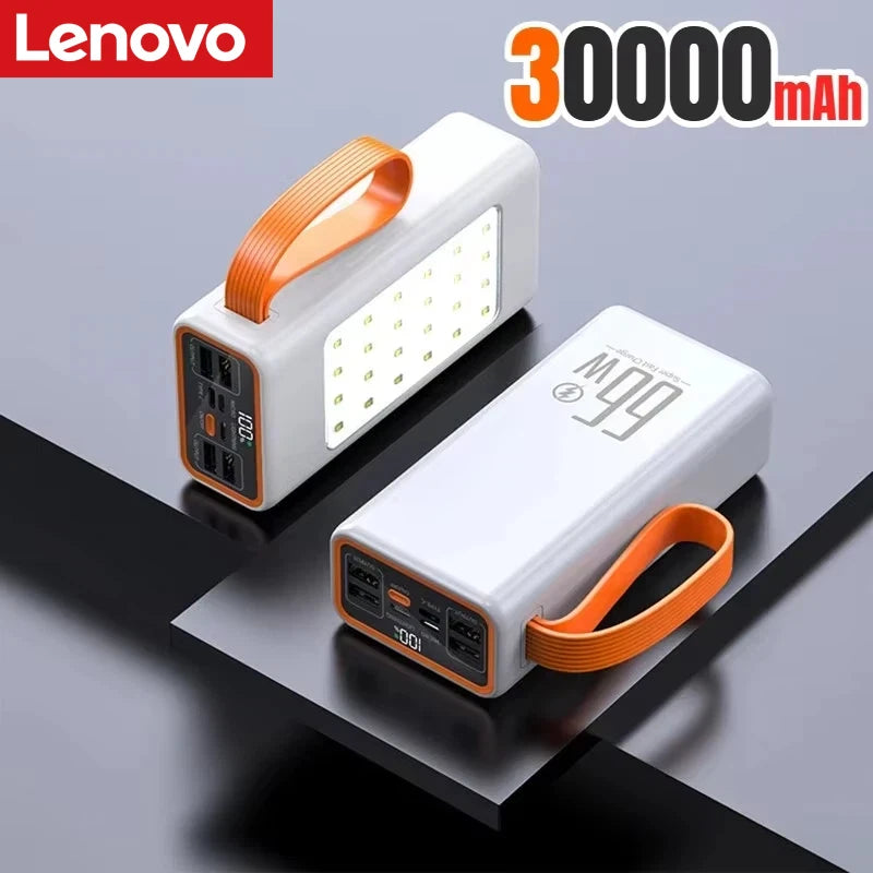 Lenovo 50000mAh Large Capacity Power Bank 30000mAh Portable USB C Fast Charging External Spare Battery For IPhone Huawei Samsung