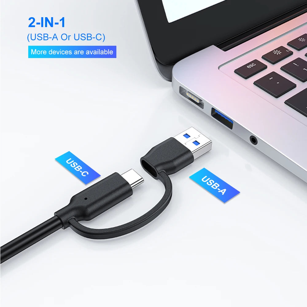 RSHTECH 7-IN-1 USB Hub 10Gbps Data Transfer Individual Touch Switches USB-C Extension Splitter for Laptops Computer Accessories