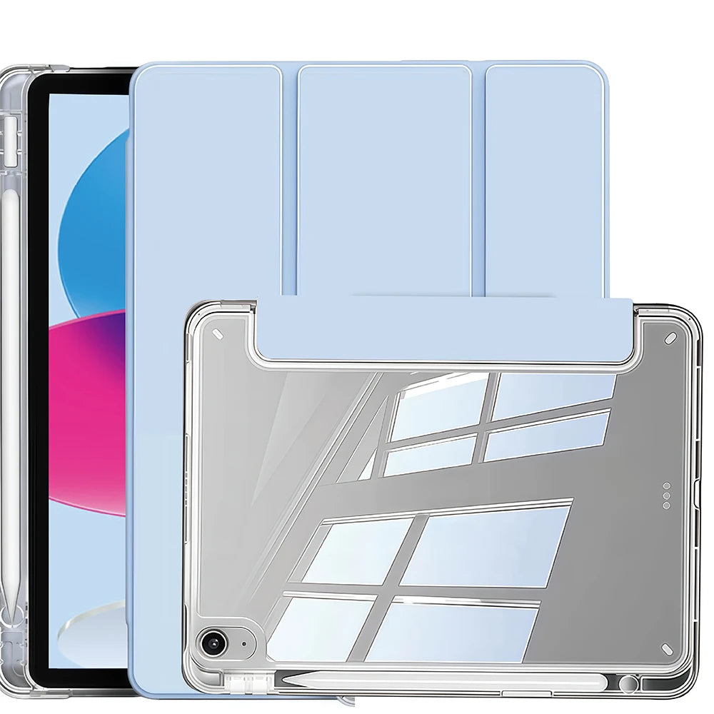 Case for iPad (A16) 11th Gen, 10th Gen, 11-inch 2025, iPad 9th/8th/7th/6th/5th gen, iPad Air Crystal Clear Case with Pencil Slot