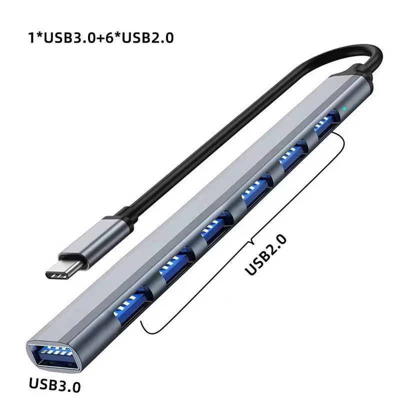 7 Ports USB HUB USB C USB 3.0 HUB 7-in-1 Type C Multi-port USB Splitter OTG Adapter USB Adapter for Macbook Pro Air PC Laptop