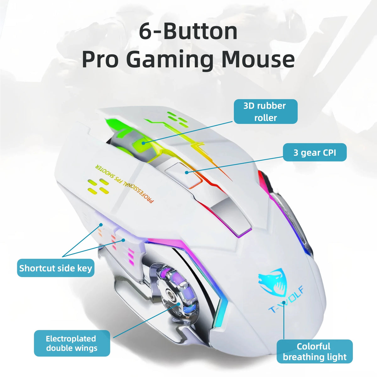 Wireless Gaming Mouse Bluetooth 2.4G Dual Mode RGB Silent Rechargeable Back to School Ergonomic 2400DPI Mice for MacBook Laptop Student