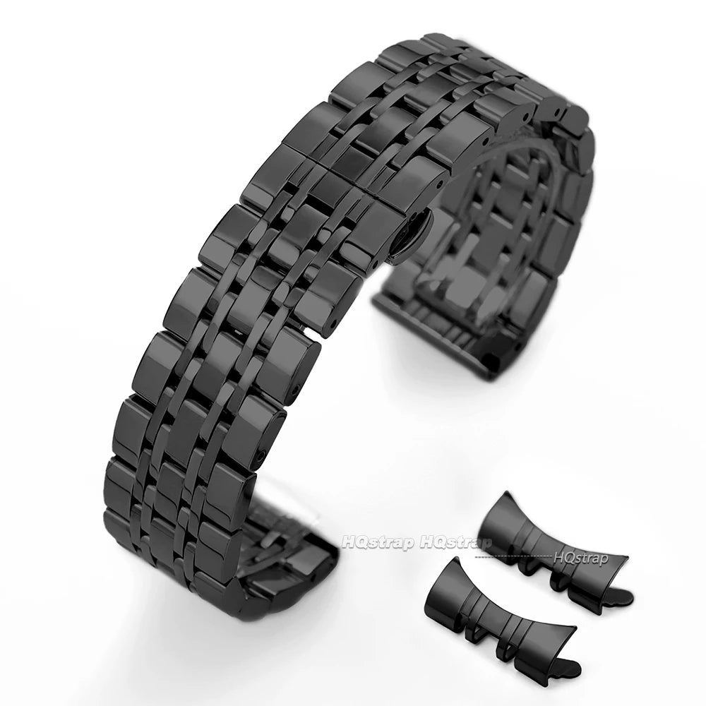 Curved End Watch Strap 14 16 18 19 20 21 22mm Bracelet Stainless Steel Band Metal Wristband Universal Watch Belt Accessories