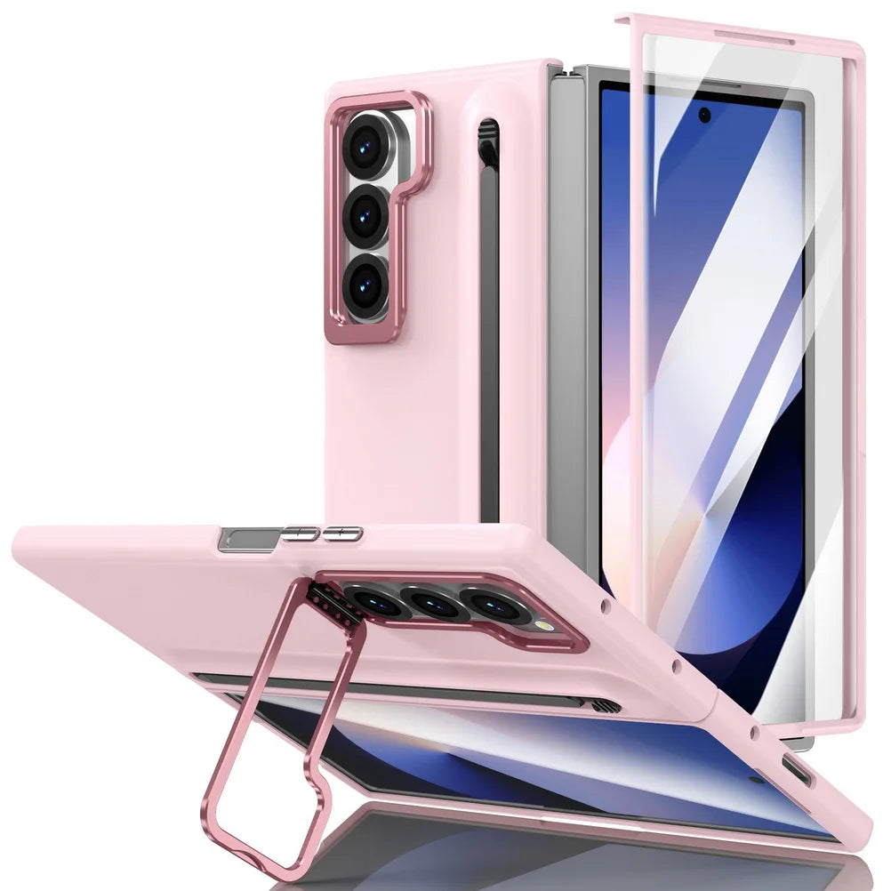 Lens Holder Stand Tempered Glass Film Phone Case for Samsung Galaxy Z Fold 8 Ultra 7 6 5 4 3 Hinge Protection Shockproof Cover