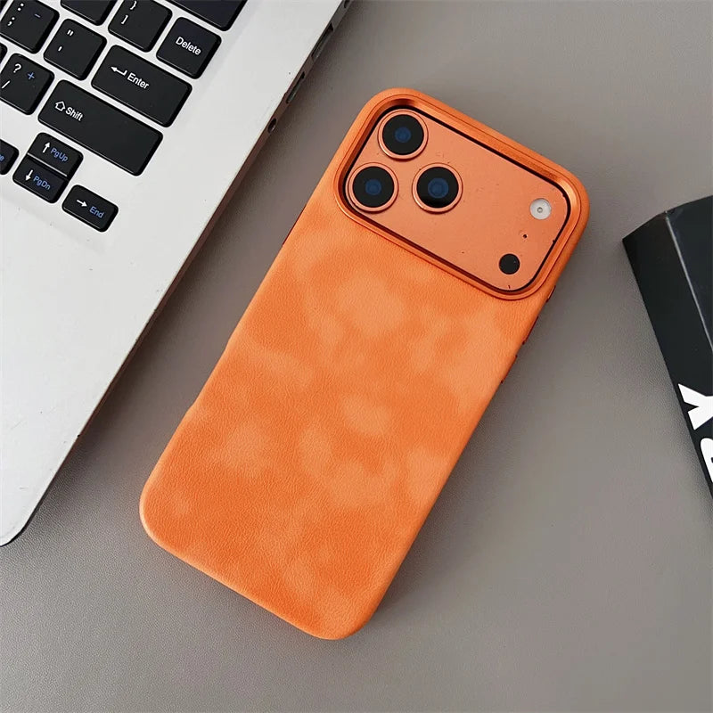 Retro Crazy Horse Leather for MagSafe Case For iPhone 18Pro 15 14 13 12 17 Pro Max Simple Leather Texture Magnetic Phone Case