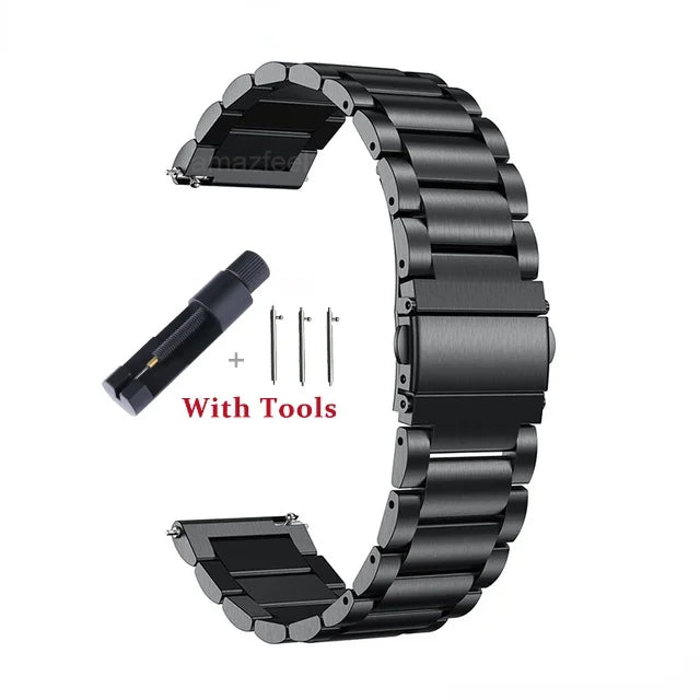 18mm 20mm 22mm 24mm Width Quick Release Full Stainless Steel Watchband Wristwatch Universal Flat Head Watch Strap Accessories