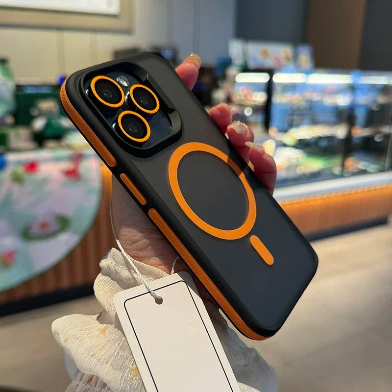 Luxury Colorblock Translucent Magnetic Phone Case for IPhone 17 16 15 14 Plus 13 Pro Max Shockproof Anti Slip Frosted Cell Cover