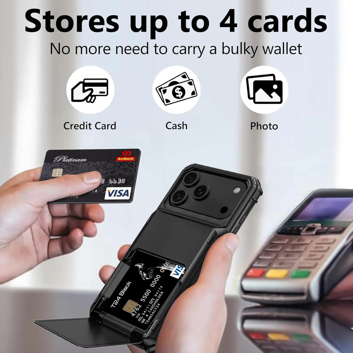 Case For iPhone 17 Pro Max 16 15 Pro Max 14 13 12 11 Heavy Duty Wallet Hidden Flip Slot Protective Hard Back Covers Coque Fundas