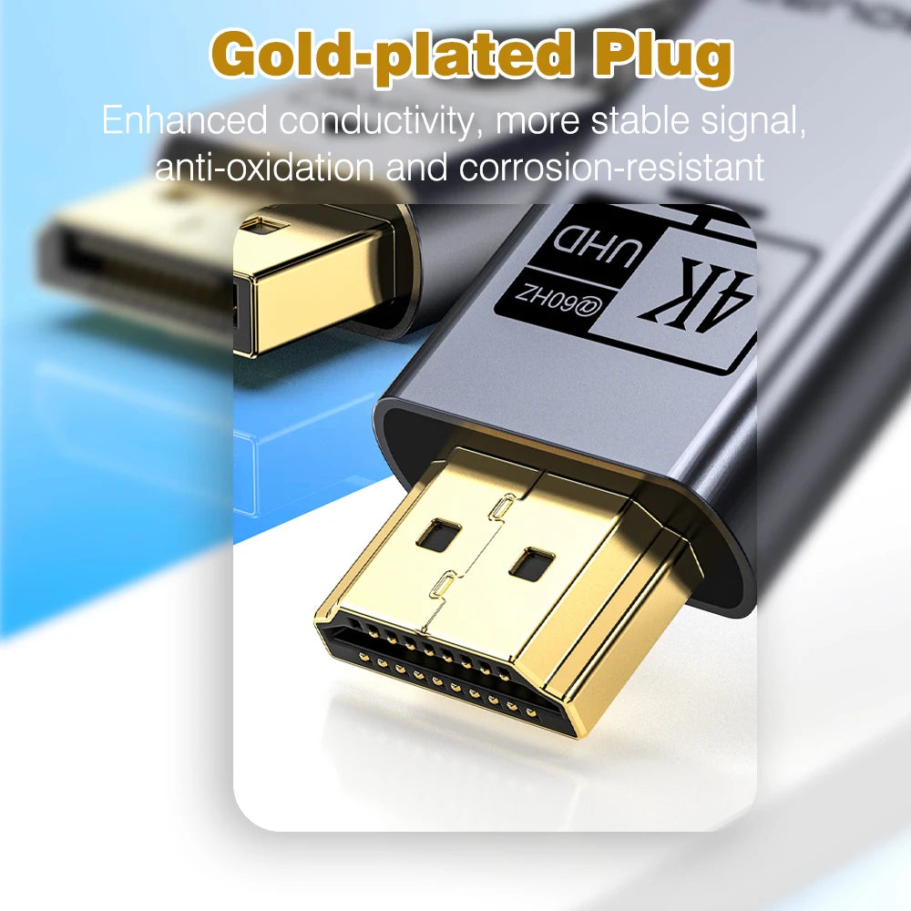 UGOURD 4K DP to HDMI 2.0 Compatible Cable 4K60Hz DisplayPort to HD Adapter Display Port Video Audio for PC TV Projector Laptop
