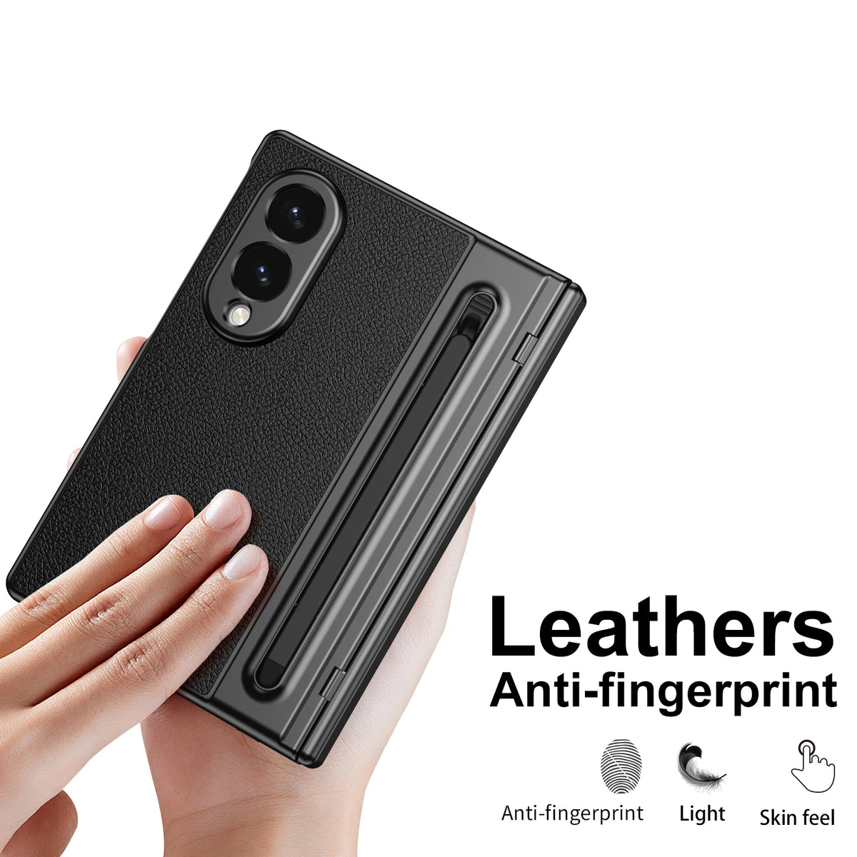 Leather Skin Tempered Glass Hinge Case for Samsung Galaxy Z Fold 8 7 6 5 4 3 Fold8 Ultra Fold7 Fold6 Fold5 Fold4 Fold3 Cover