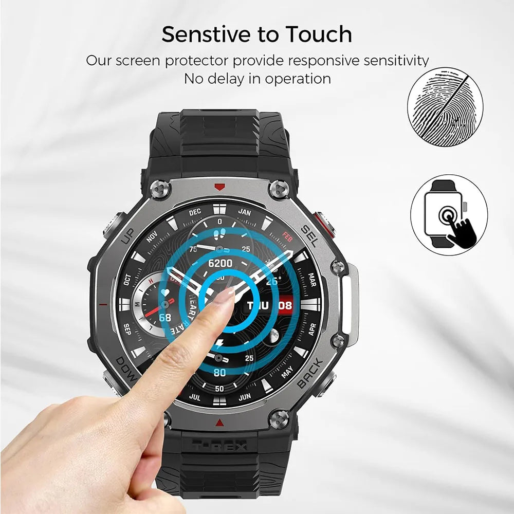 3pcs Tempered Glass Films Guard for Huami Amazfit T-rex 3 Smart Watch Trex 3 Screen Protector Protective Glass Film