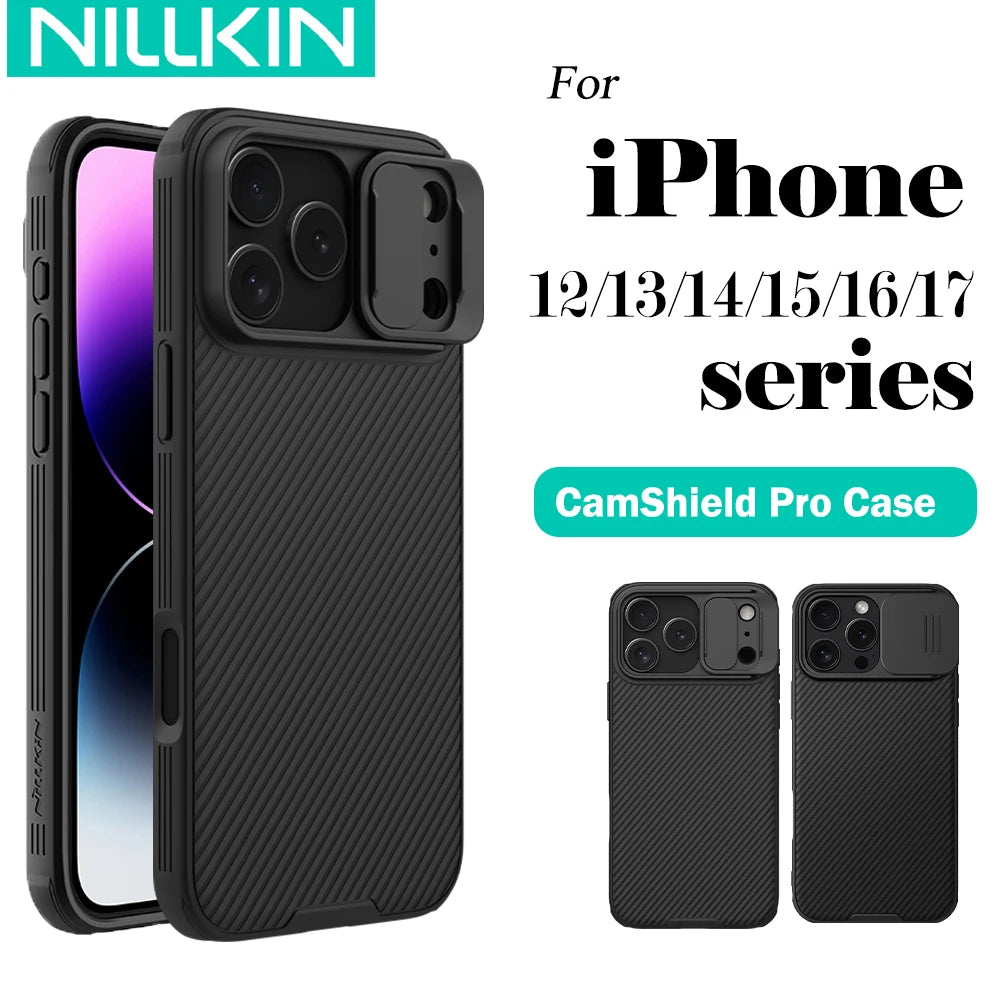 Nillkin For iPhone 17 Pro Max 16 Pro Max 15 Pro 14 Series with Slide Camera Protector phone Cover for iPhone 16 Pro 15 Plus