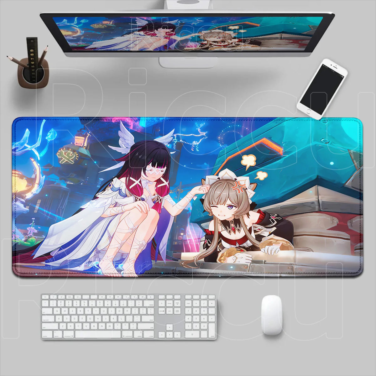 Kawaii Genshin Impact Columbina Mouse Pad Gaming Locking Animal Edge Big Computer Game Large Rubber Art Mousepad Laptop Desk Mat