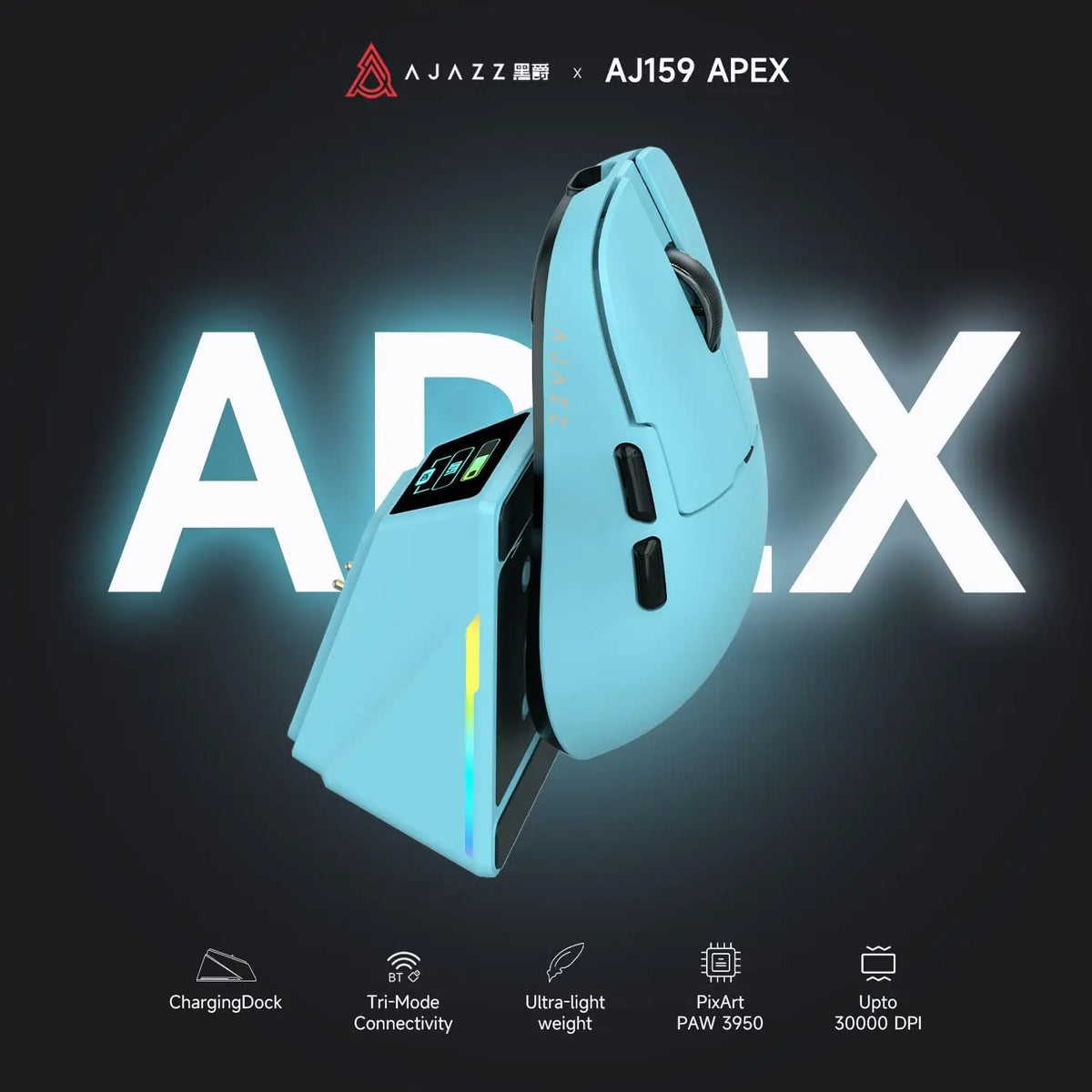AJAZZ AJ159 Series Esports Gaming Mouse, AJ159 P MC and AJ159 APEX Versions, Ergonomic Wireless Computer Mouse For Gamers