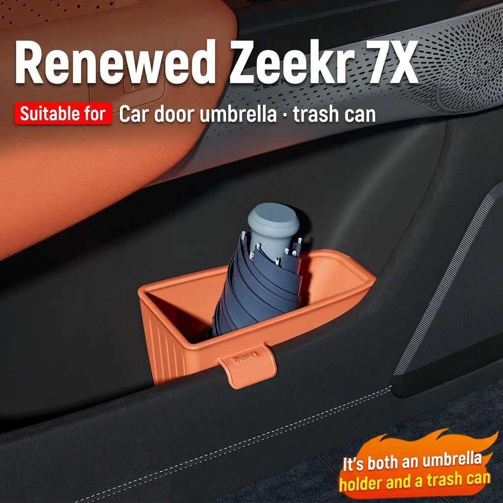 Universal Car Door Storage Box, for 2026 NEW Zeekr 7X Waterproof Silicone Umbrella Holder Trash Can
