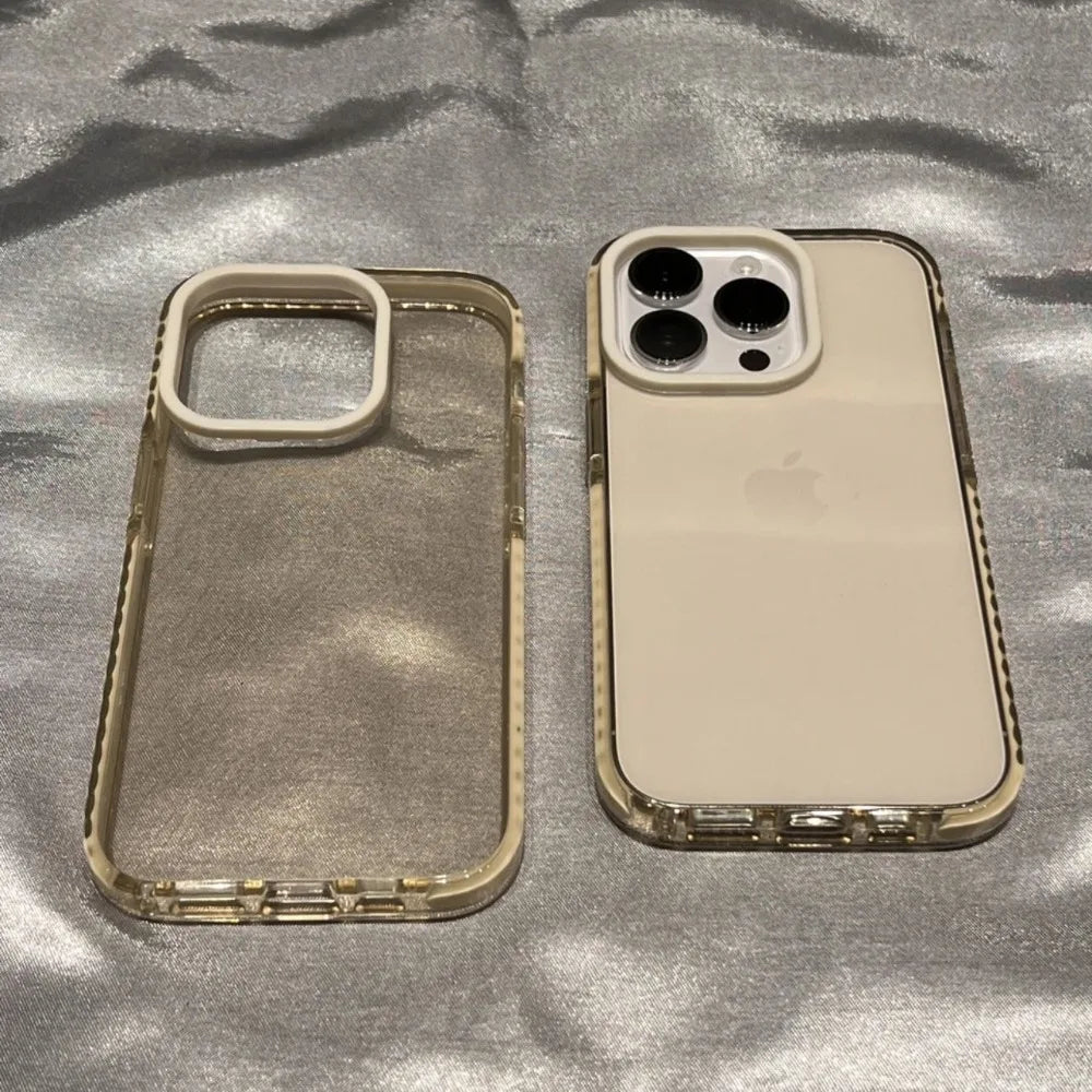 Luxury Transparent Airbag Phone Case For iPhone 18 Pro 17 16 15 14 13 12 11 Pro Max Plus Contrasting Bumper Shockproof TPU Cover