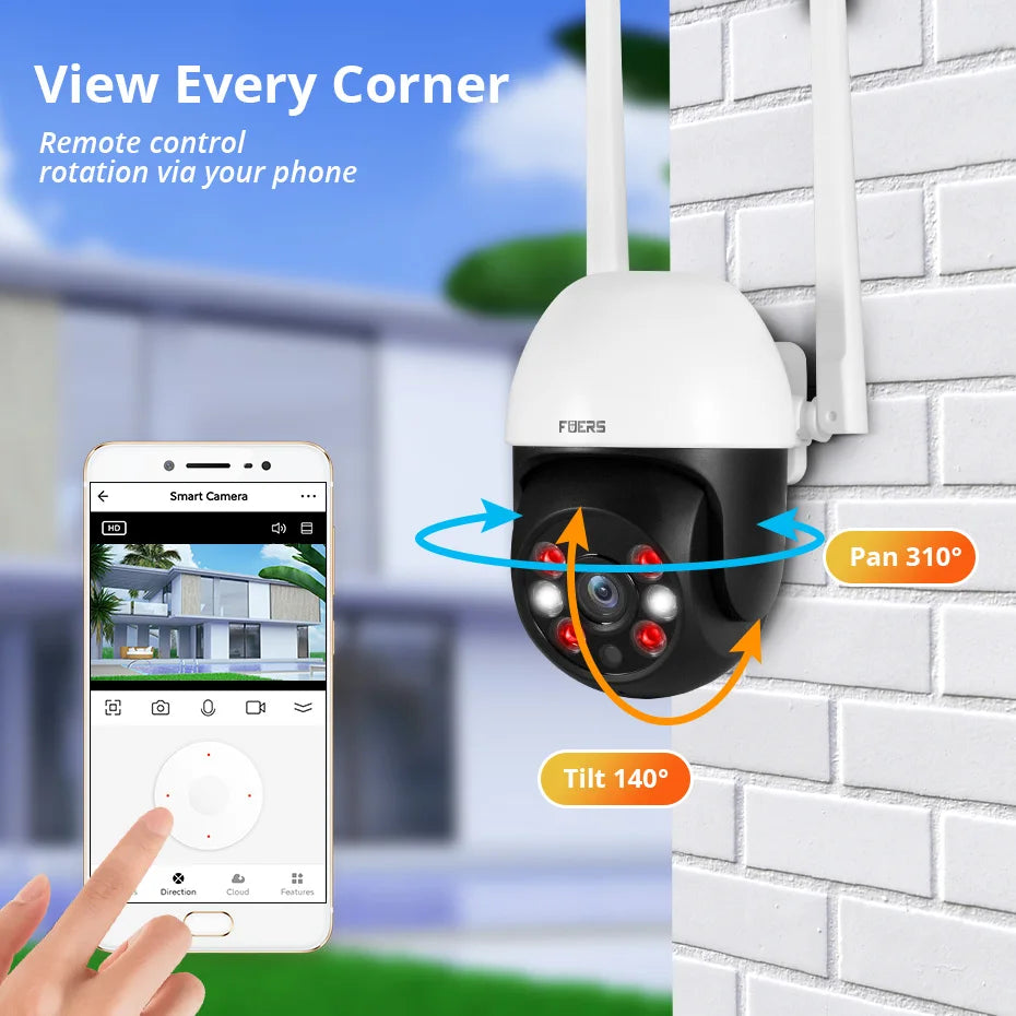 Fuers 8MP 4K IP Camera Outdoor Home Security Auto Tracking AI Human Detection WIFI CCTV Surveillance Camera Work With Tuya Smart