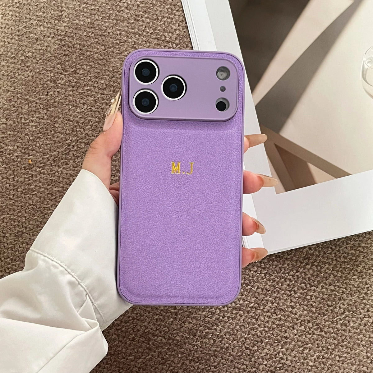 Personalized Customized Name Color Faux Leather Case For iPhone18 17 16 15 14 13 Pro Max Plus 17Air Hot Gold Foil Engraved Cover