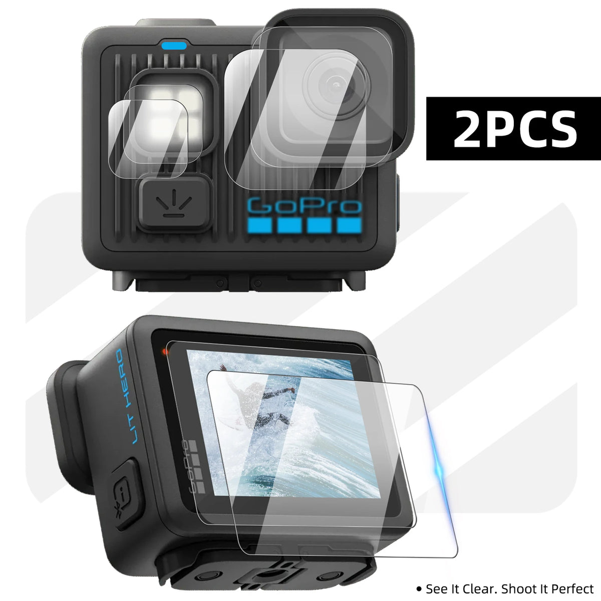 9H Hardness Glass for Gopro Lit Hero, Screen & Lens Protector Clear Ultra-HD Tempered Glass Anti-scratch Film Accessories