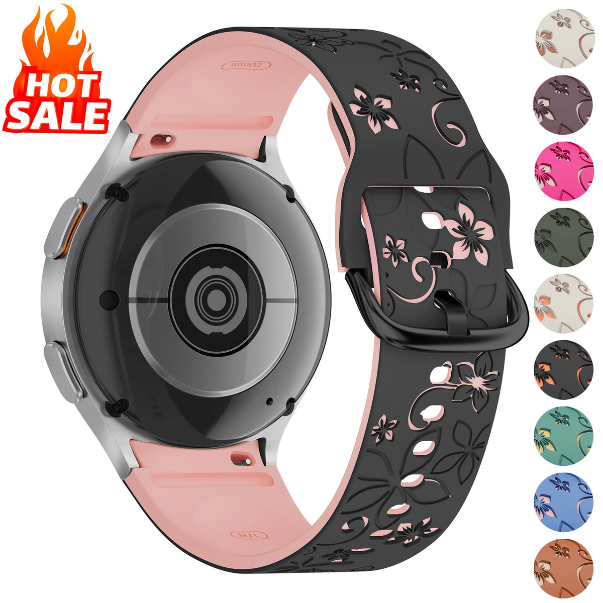 Silicone Band for Samsung Galaxy Watch 7 6 5 4 FE/5Pro 45mm No Gaps Sport Correa Engraved Galaxy Watch6 Classic 43mm 47mm Strap