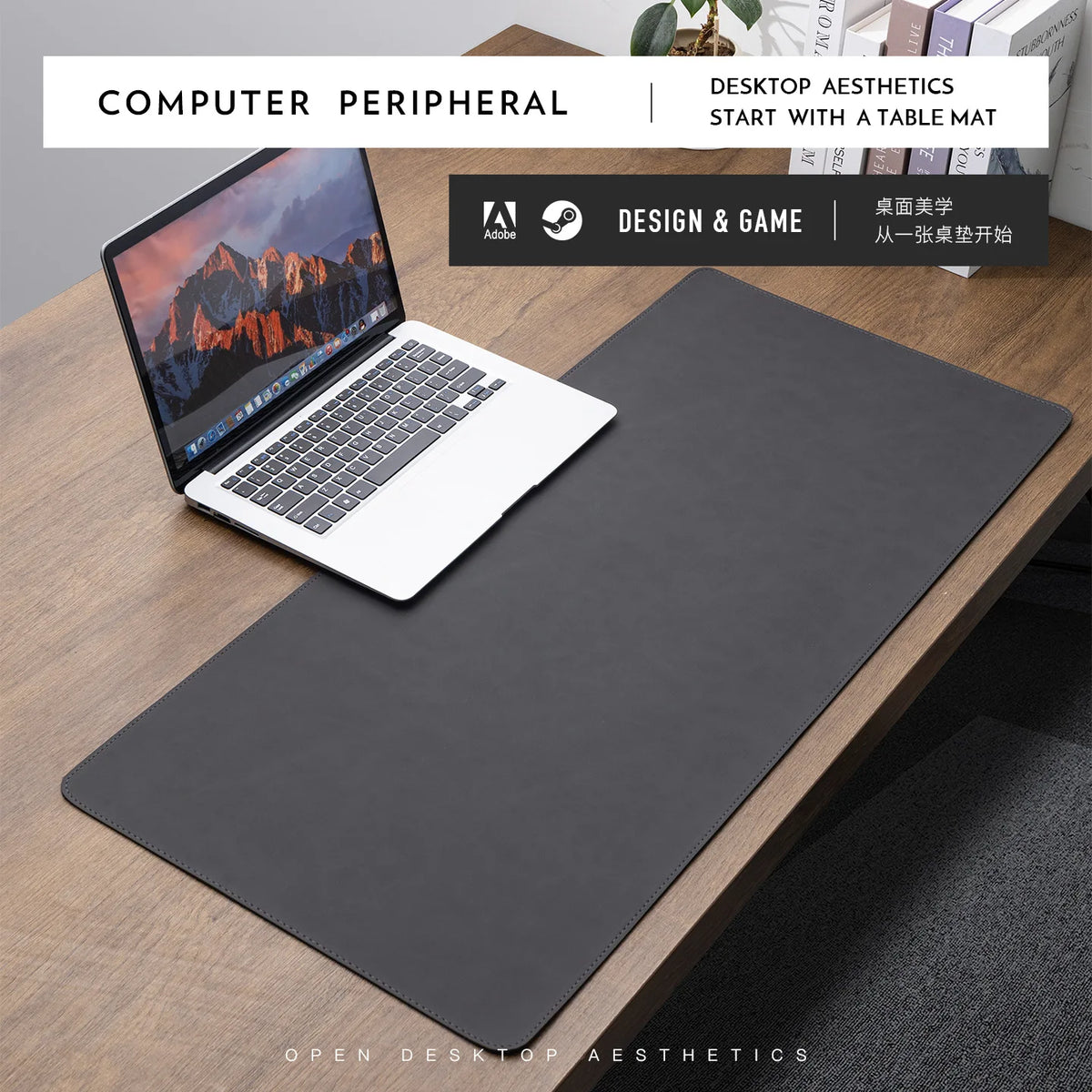 Crazy Horse Texture Pu Mousepad Portable Mouse Pad Large Gaming Waterproof Non-slip Suede Desk Mat Computer Keyboard Desk Pad