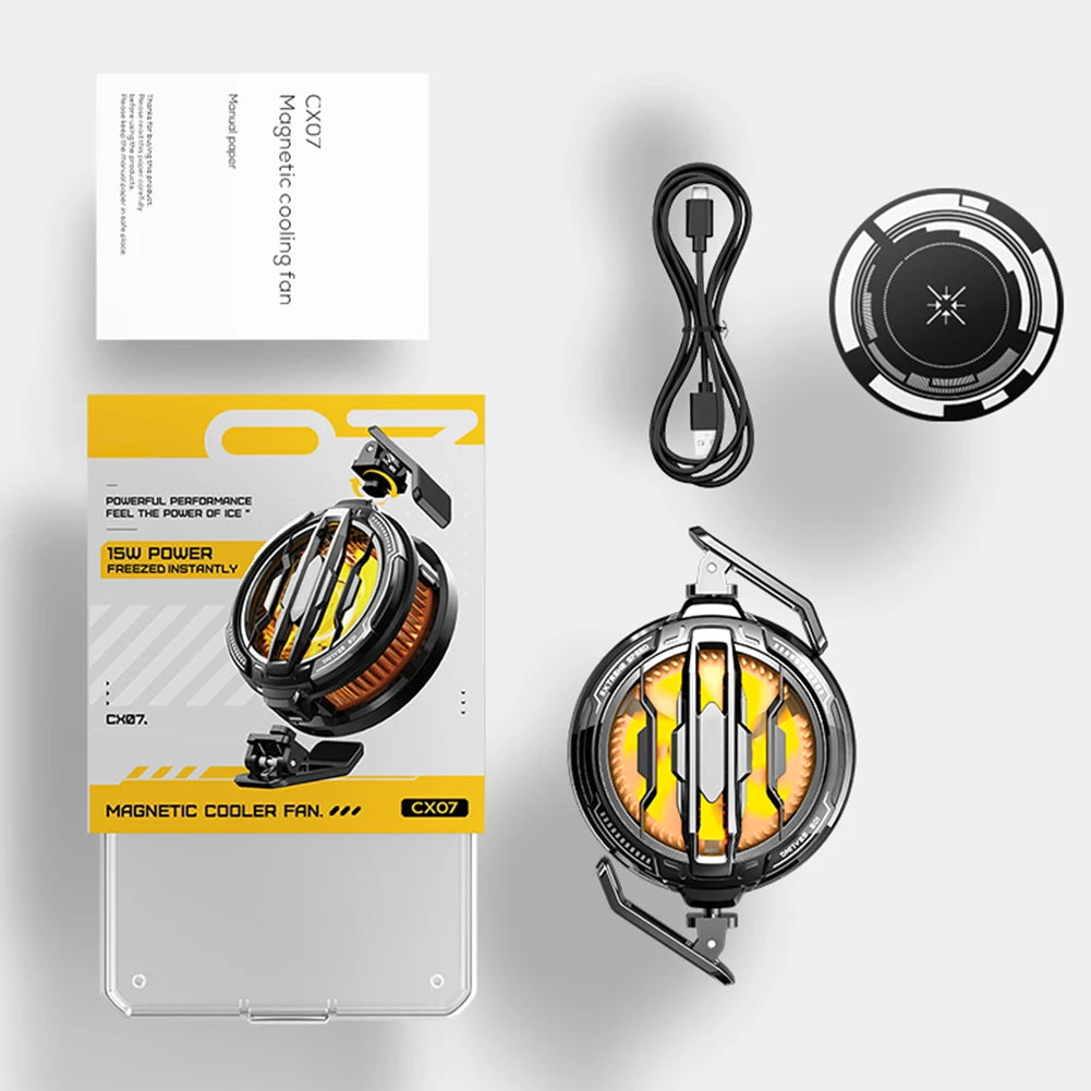 Magnetic & Back Clip Mobile Phone Cooler Radiator 15W RGB Phone Radiator for Android iPhone PUBG Game Cooler for Mobile Gaming