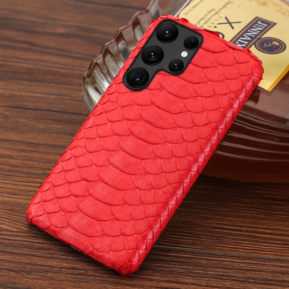 Genuine Python Leather Phone Case for Samsung galaxy S26 S25 S23 S22 S21 S24 Ultra S26 Plus A55 5G Luxury Snakeskins Back Cover