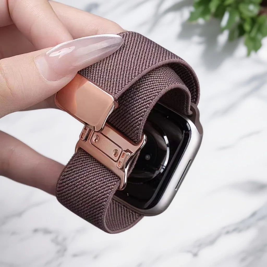 Magnetic Strap for Apple Watch Ultra3 Band 49mm Woman Man 40mm 44mm Nylon Elastic Loop for Iwatch Series11 10 9 8 7 6 5 4 3 2 1